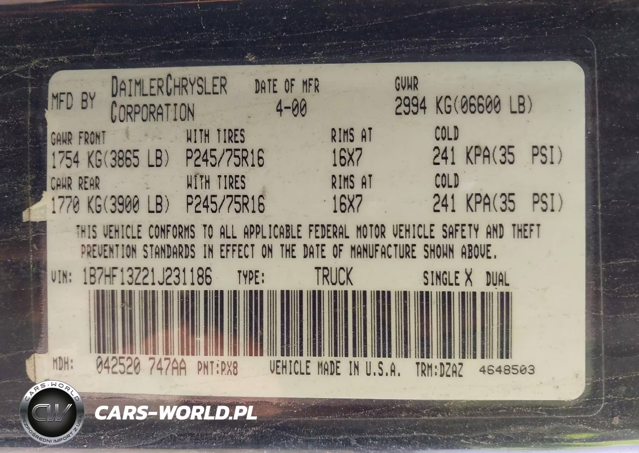 2001 Dodge Ram 1500 St VIN:1B7HF13Z21J231186 - 9