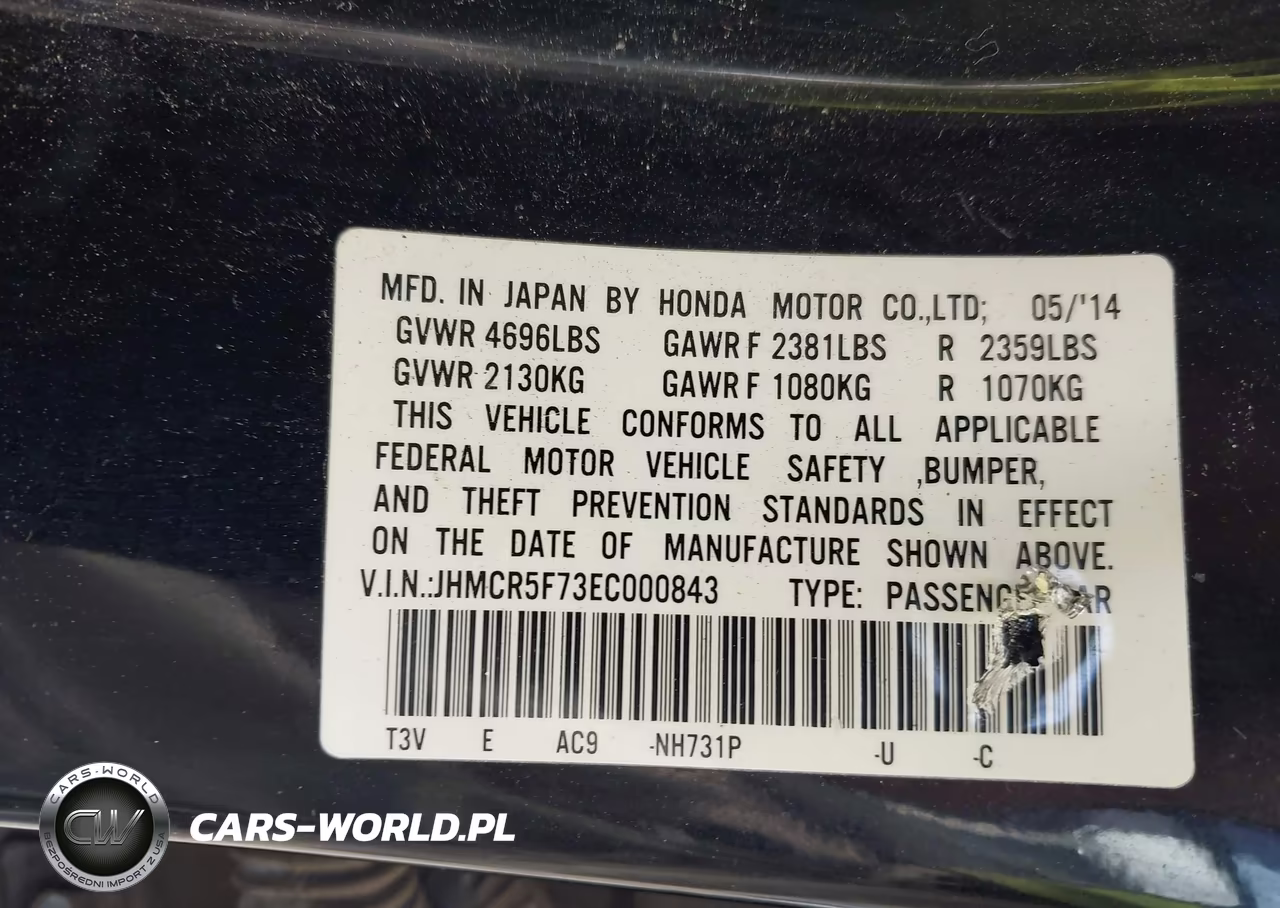 2014 Honda Accord Plug-In Hybrid VIN:JHMCR5F73EC000843 - 9
