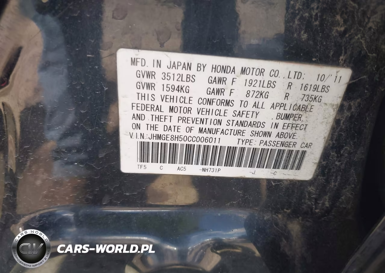 2012 Honda Fit Sport VIN:JHMGE8H50CC006011 - 9