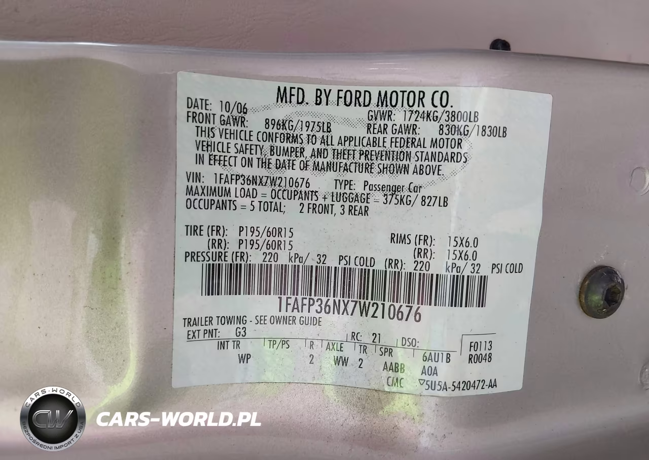 2007 Ford Focus Se-Ses VIN:1FAFP36NX7W210676 - 9