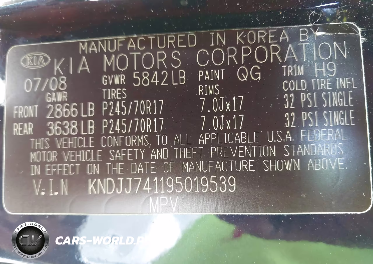 2009 Kia Borrego Ex V6 VIN:KNDJJ741195019539 - 9