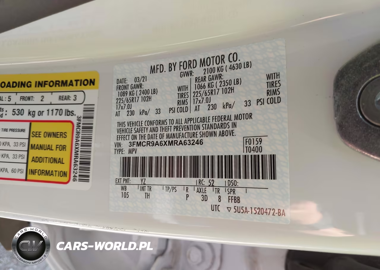 2021 Ford Bronco Sport VIN:3FMCR9A6XMRA63246 - 9