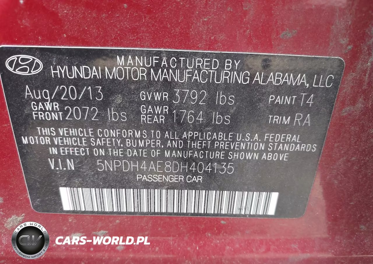 2013 Hyundai Elantra Gls VIN:5NPDH4AE8DH404135 - 9