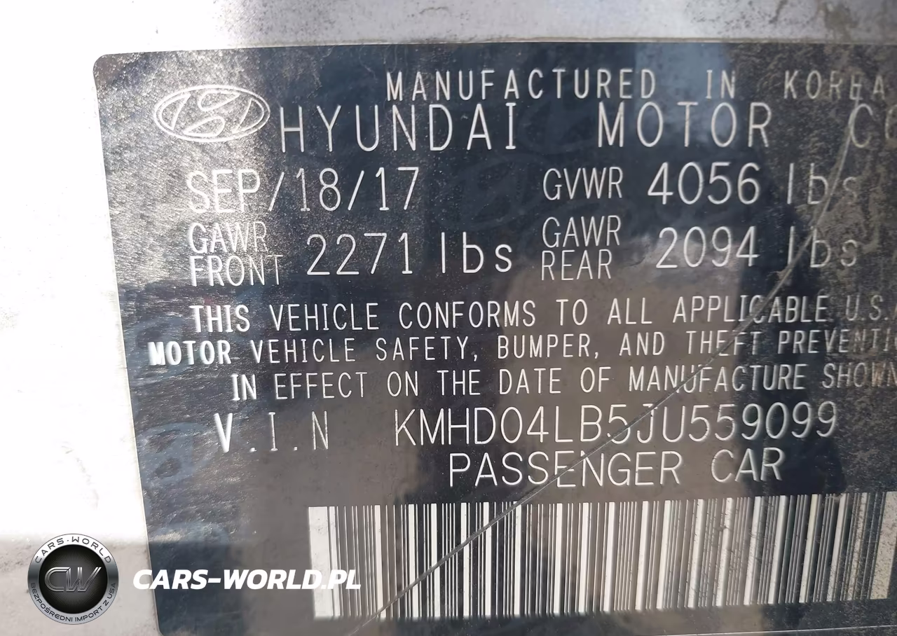 2018 Hyundai Elantra Sport VIN:KMHD04LB5JU559099 - 9