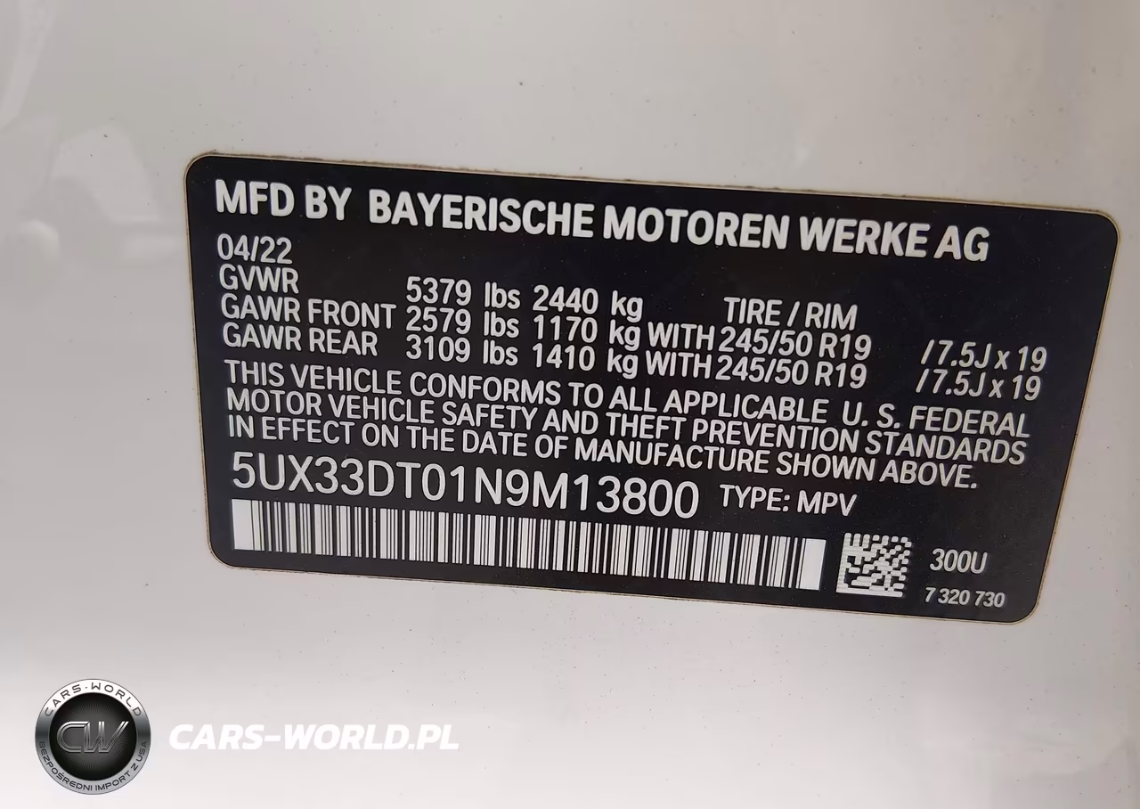 2022 BMW X4 xDrive30I VIN:5UX33DT01N9M13800 - 9
