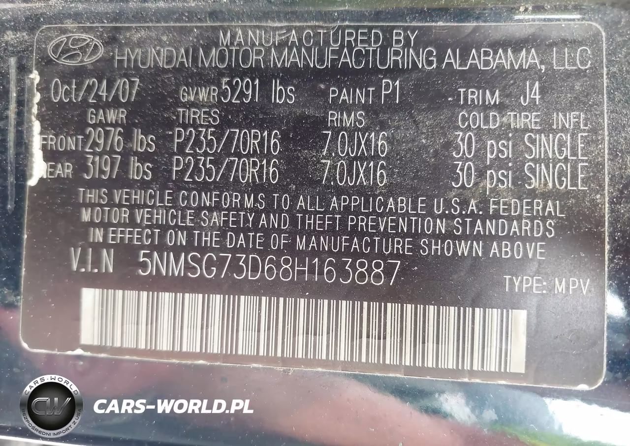 2008 Hyundai Santa Fe Gls VIN:5NMSG73D68H163887 - 9