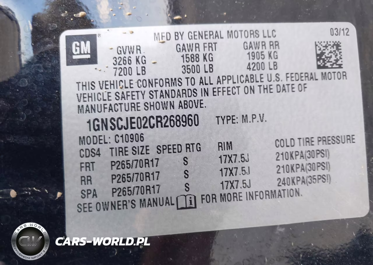 2012 Chevrolet Suburban C1500 Lt VIN:1GNSCJE02CR268960 - 9