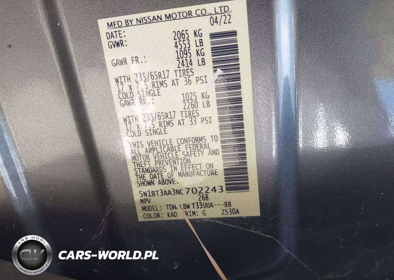 2022 Nissan Rogue S Fwd VIN:5N1BT3AA3NC702243 - 9