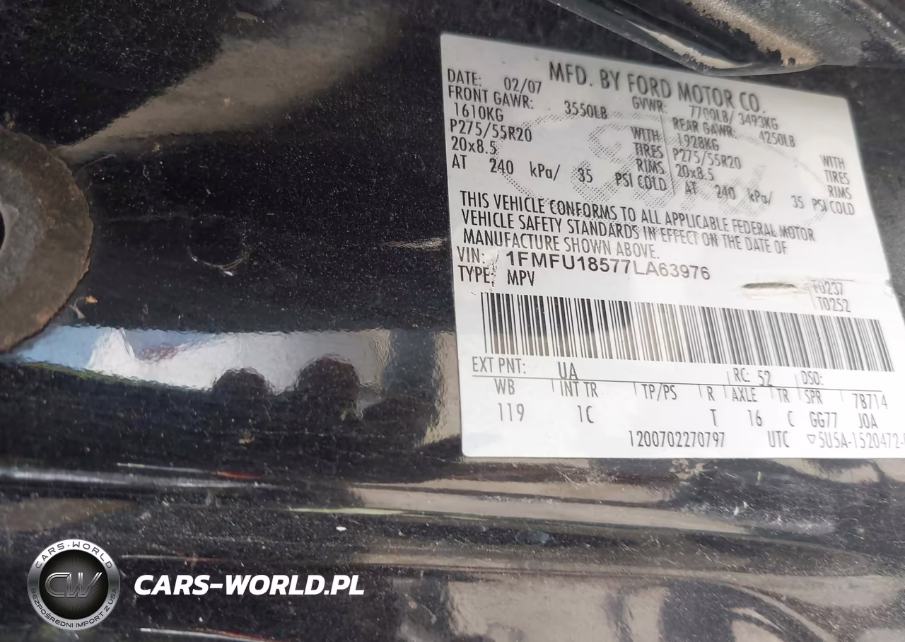 2007 Ford Expedition Eddie Bauer VIN:1FMFU18577LA63976 - 9