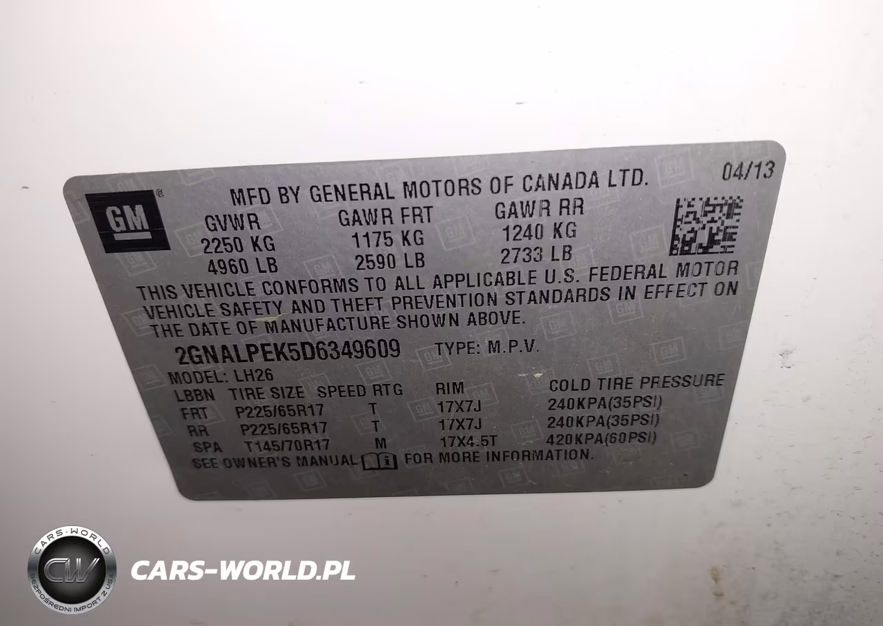 2013 Chevrolet Equinox Lt VIN:2GNALPEK5D6349609 - 9