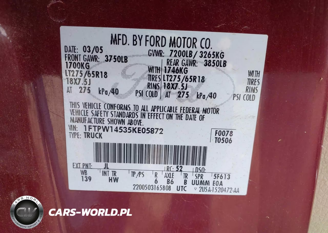 2005 Ford F-150 Fx4-Lariat-Xlt VIN:1FTPW14535KE05872 - 9