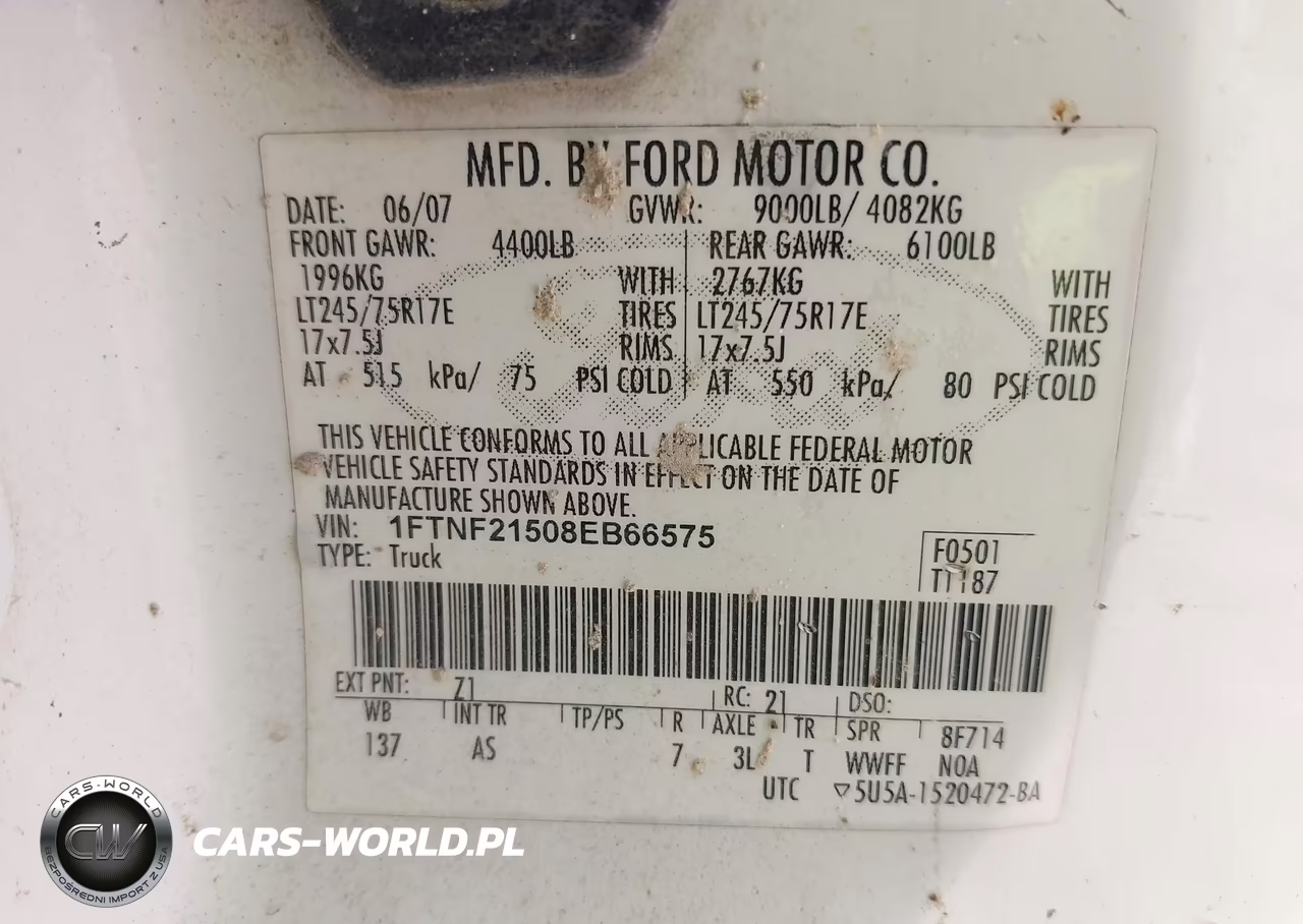 2008 Ford Super Duty F-250 Srw Xl-Xlt VIN:1FTNF21508EB66575 - 9
