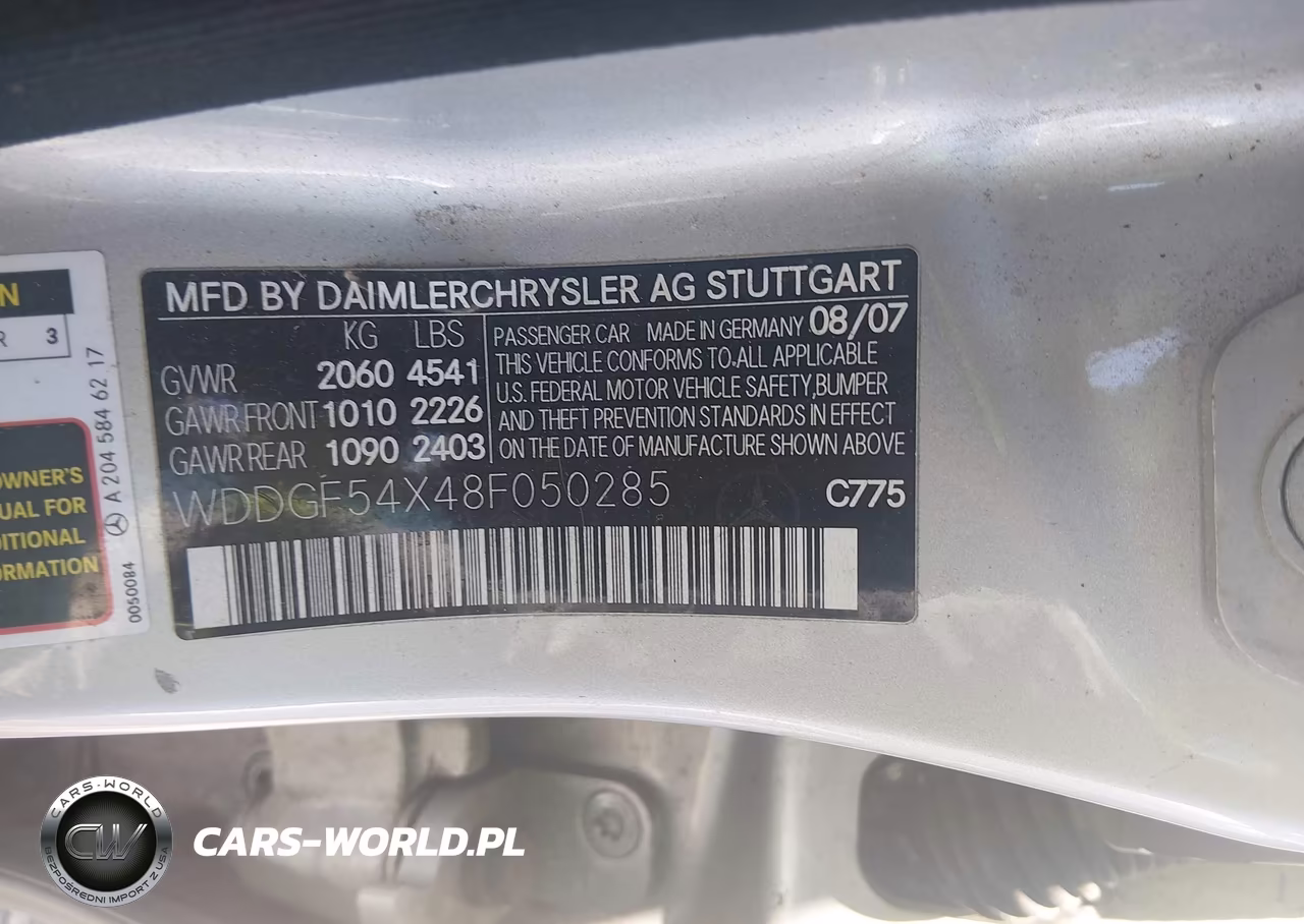 2008 Mercedes-Benz C 300 Luxury-Sport VIN:WDDGF54X48F050285 - 9