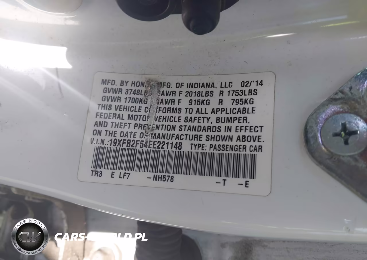 2014 Honda Civic Lx VIN:19XFB2F54EE221148 - 9