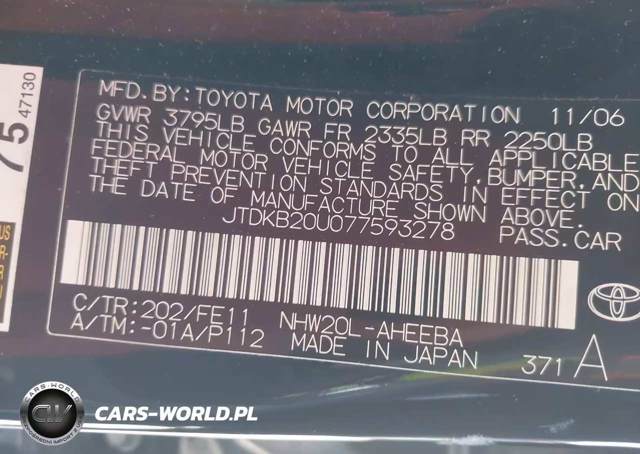 2007 Toyota Prius VIN:JTDKB20U077593278 - 9
