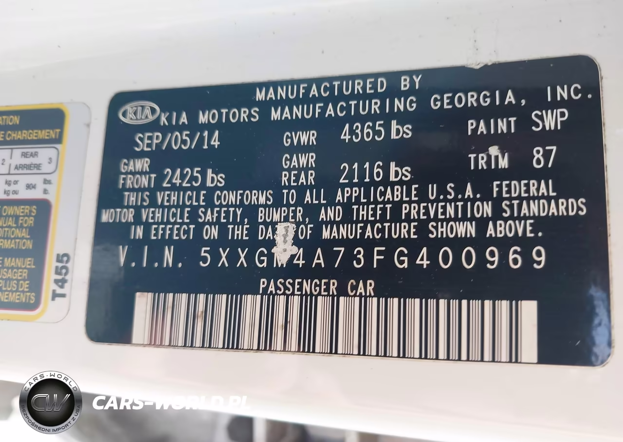 2015 Kia Optima Lx VIN:5XXGM4A73FG400969 - 9