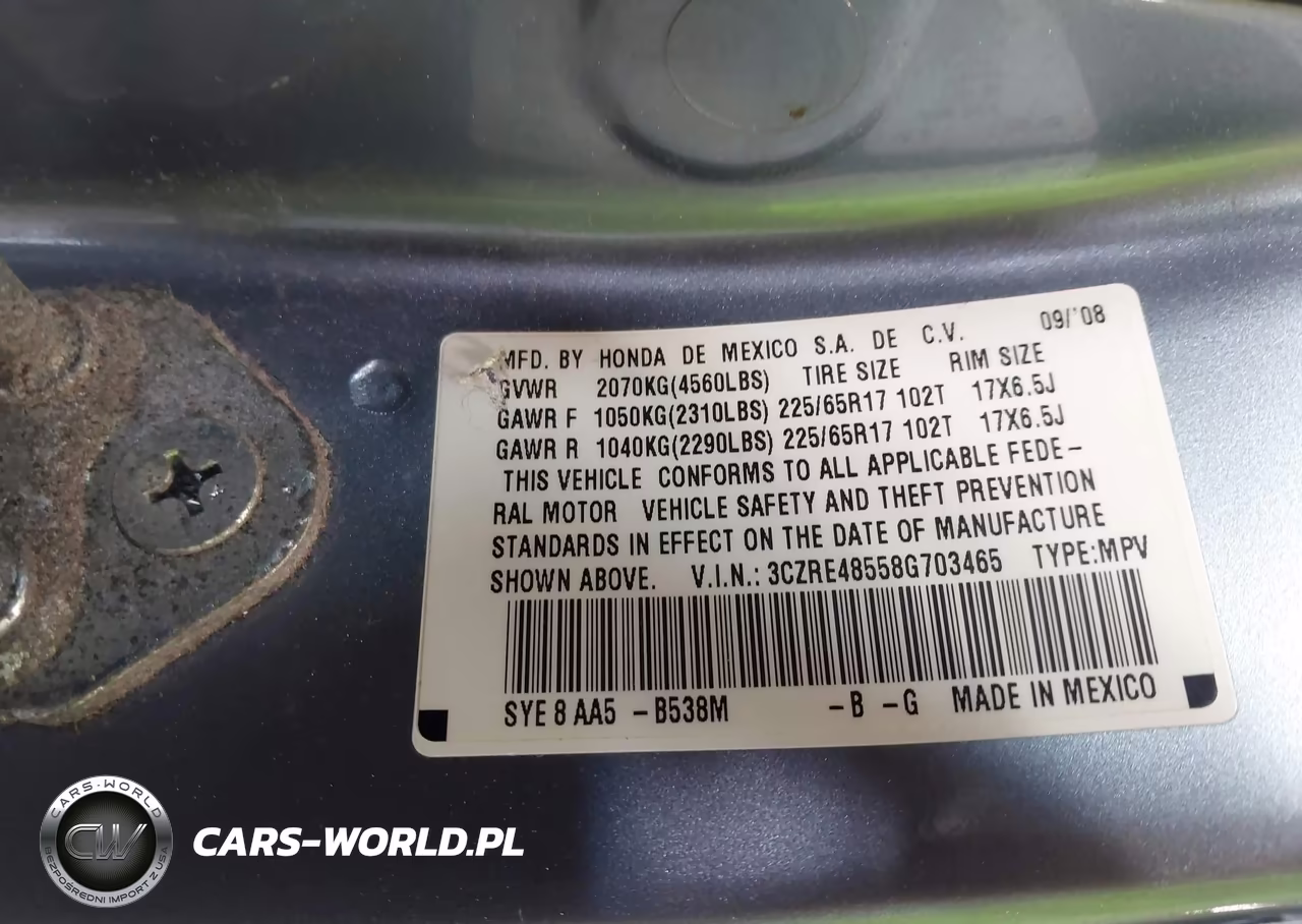 2008 Honda Cr-V Ex VIN:3CZRE48558G703465 - 9