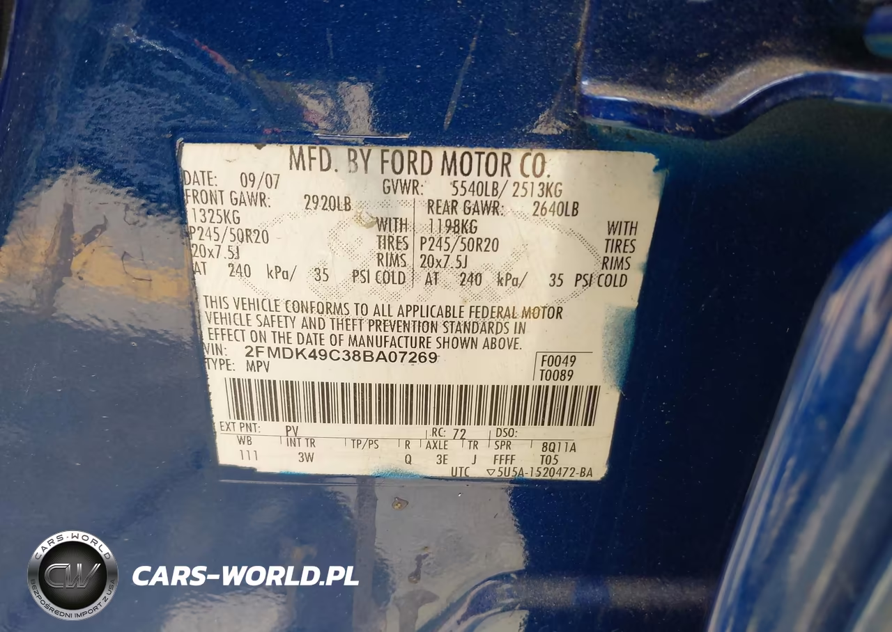 2008 Ford Edge Limited VIN:2FMDK49C38BA07269 - 9