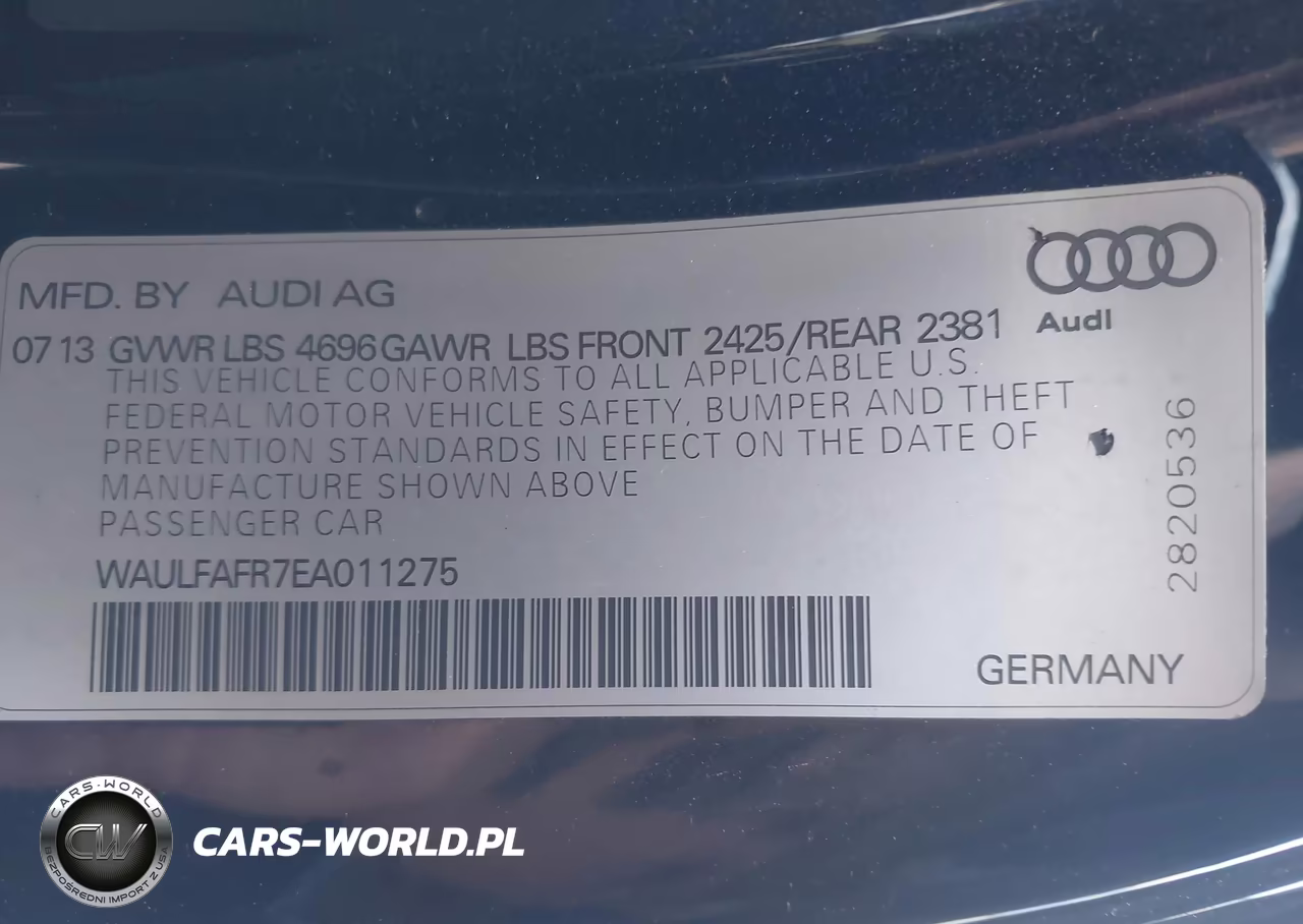 AUDI A5 PREMIUM VIN:WAULFAFR7EA011275 - 9