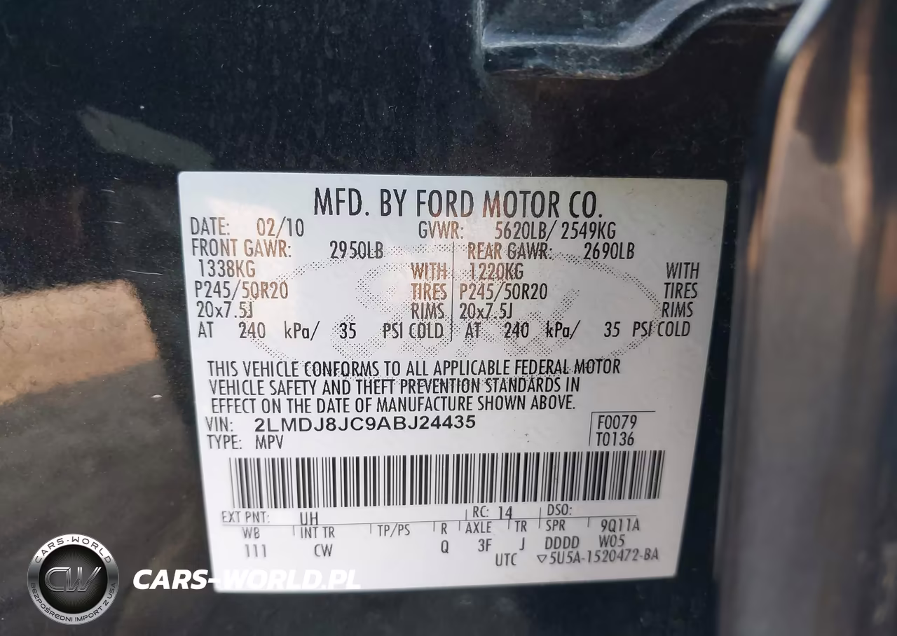 2010 Lincoln Mkx VIN:2LMDJ8JC9ABJ24435 - 9