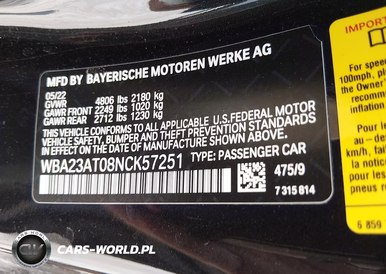 2022 BMW 430I VIN:WBA23AT08NCK57251 - 9