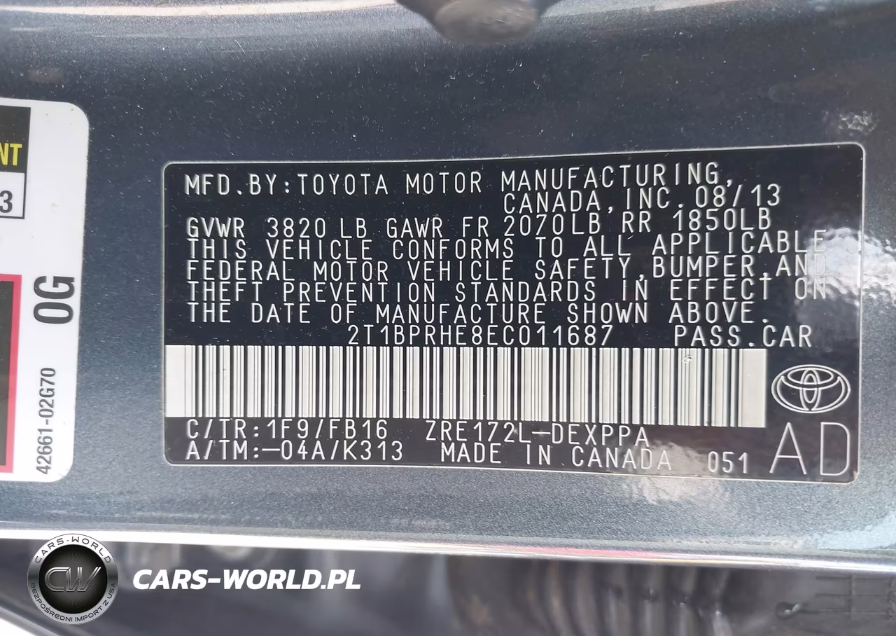 2014 Toyota Corolla Le Eco Plus VIN:2T1BPRHE8EC011687 - 9