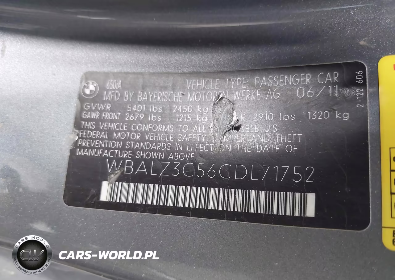 2012 BMW 650I VIN:WBALZ3C56CDL71752 - 9