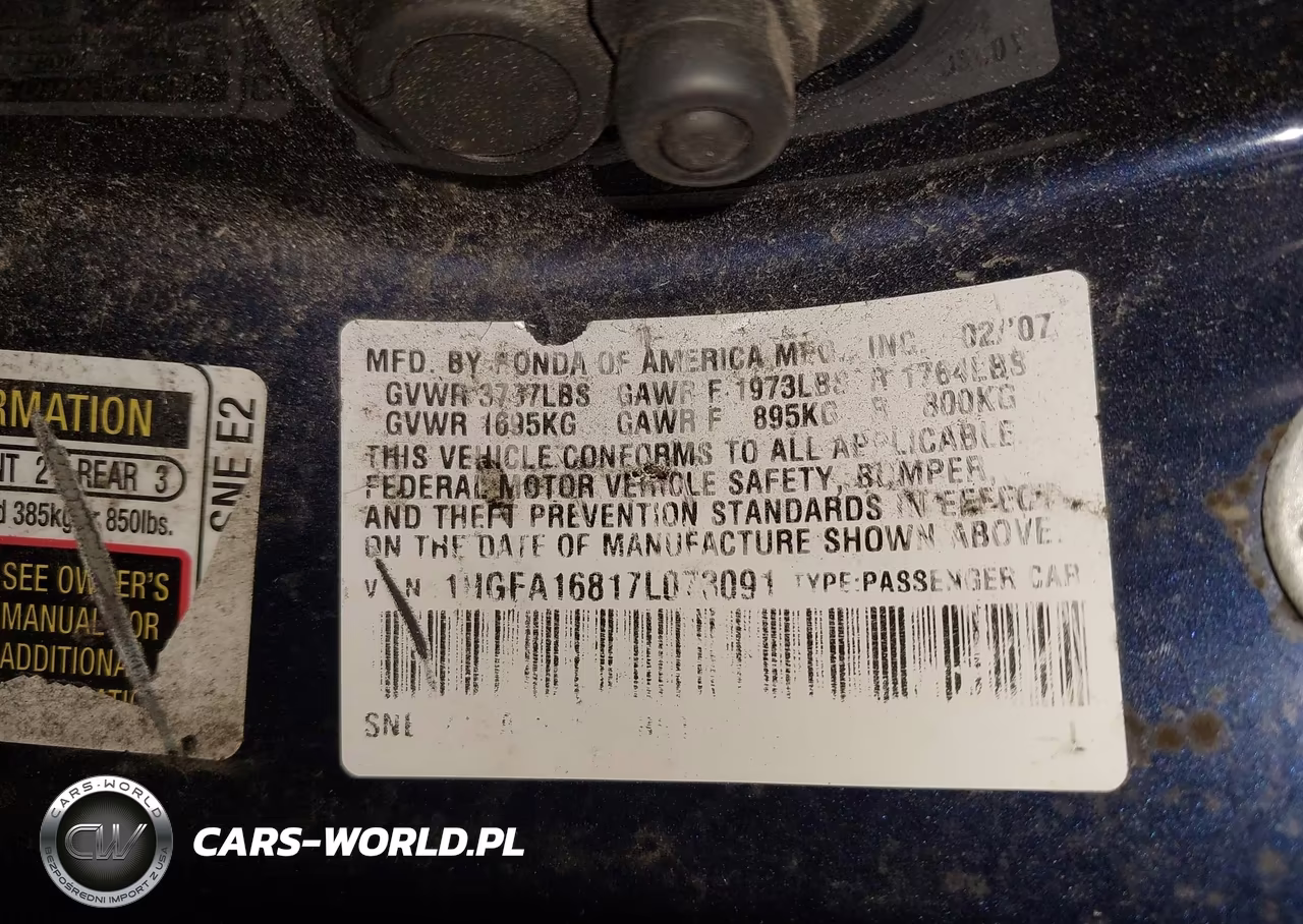 2007 Honda Civic Ex VIN:1HGFA16817L073091 - 9