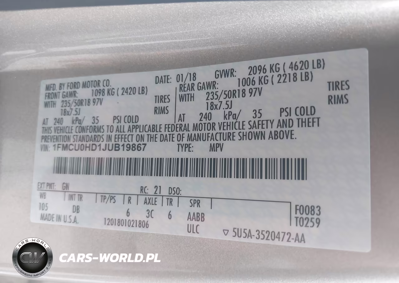 2018 Ford Escape Sel VIN:1FMCU0HD1JUB19867 - 9