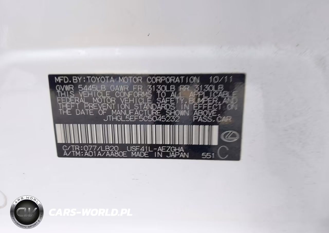 2012 Lexus Ls 460 L VIN:JTHGL5EF5C5045232 - 9