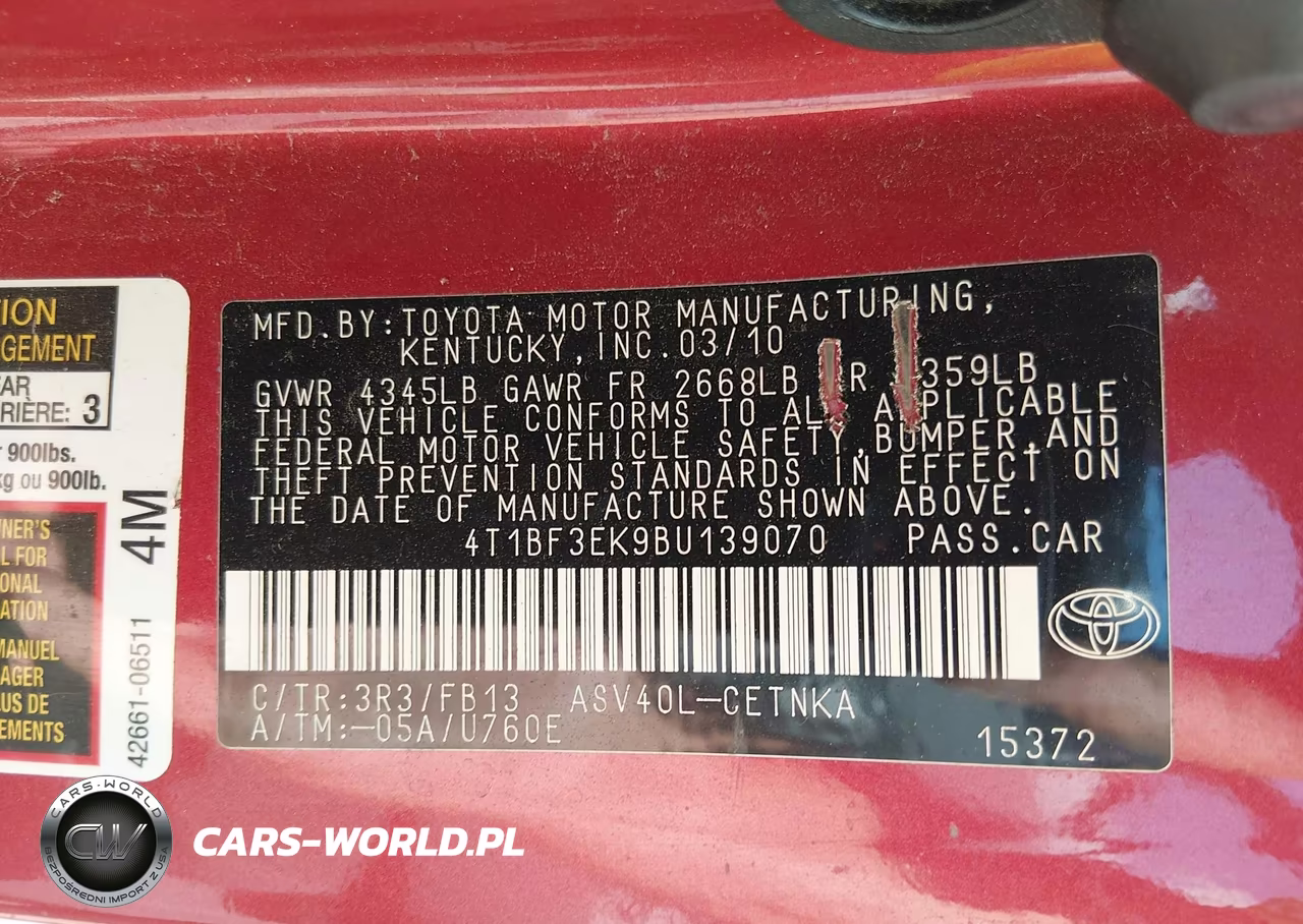 2011 Toyota Camry Le VIN:4T1BF3EK9BU139070 - 9