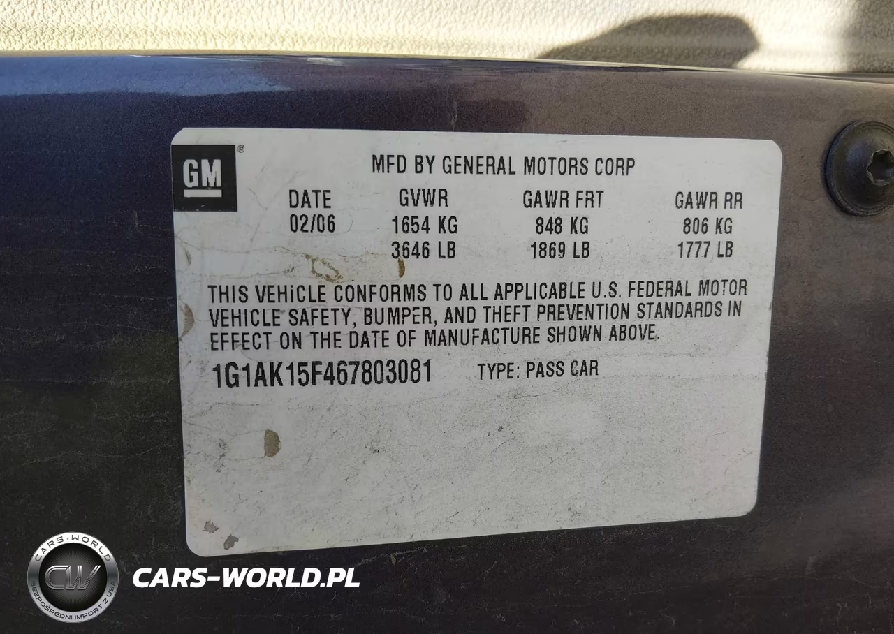 2006 Chevrolet Cobalt Ls VIN:1G1AK15F467803081 - 9