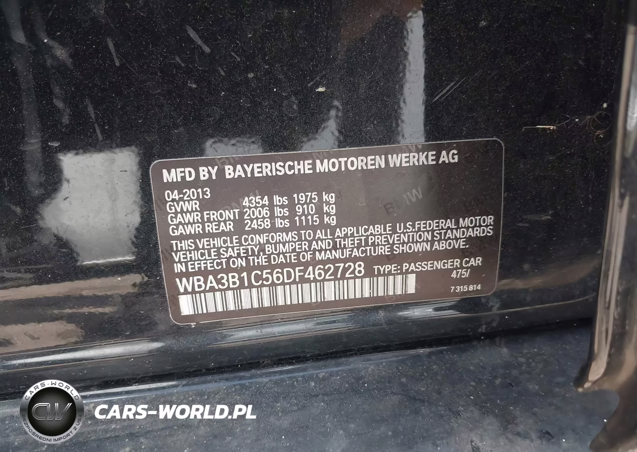 2013 BMW 320I VIN:WBA3B1C56DF462728 - 9