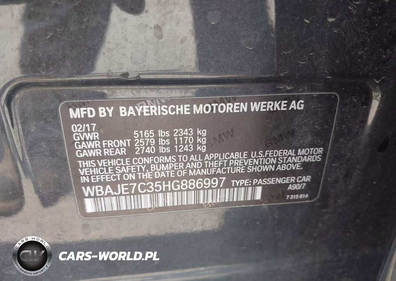 2017 BMW 540I xDrive VIN:WBAJE7C35HG886997 - 9