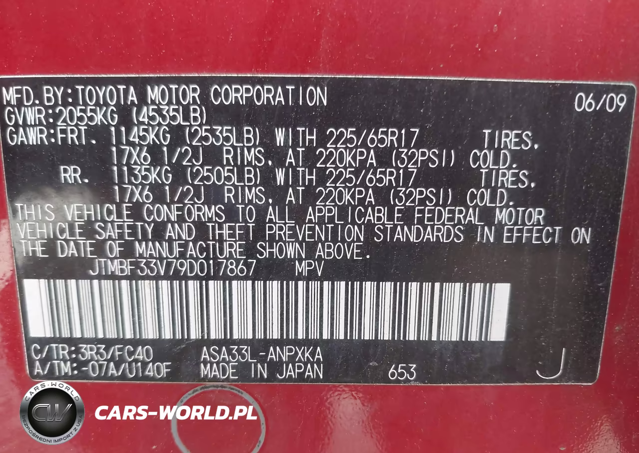 2009 Toyota Rav4 VIN:JTMBF33V79D017867 - 9