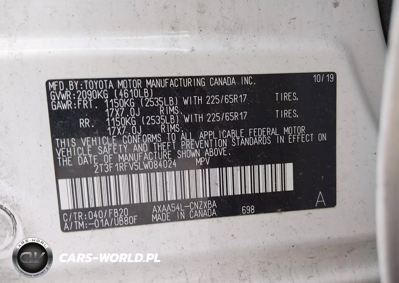 2020 Toyota Rav4 Le VIN:2T3F1RFV5LW084024 - 9