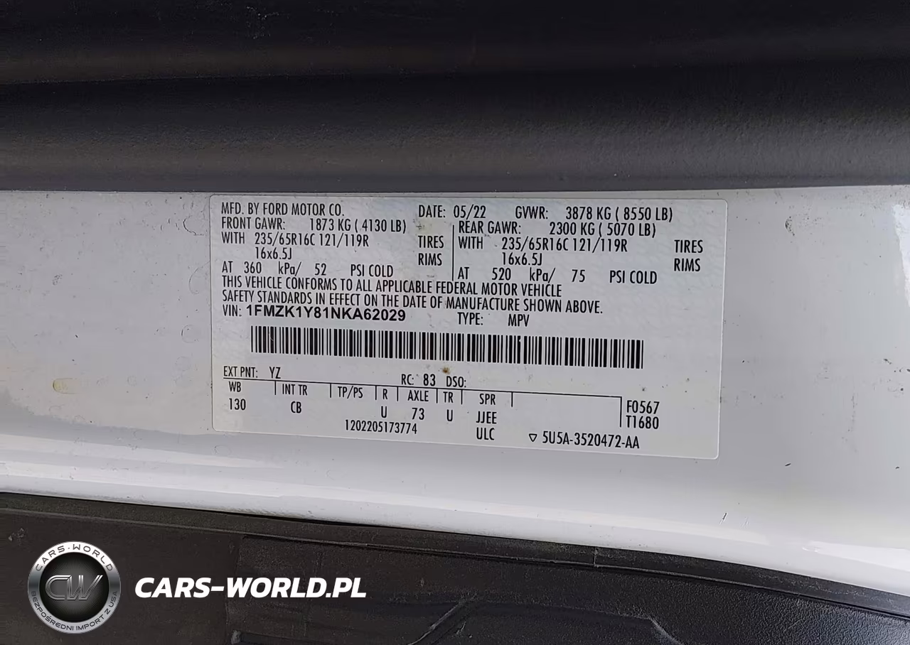 2022 Ford Transit T-150 VIN:1FMZK1Y81NKA62029 - 9
