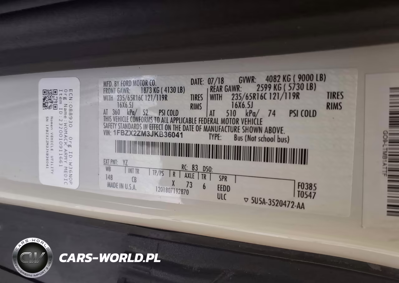 2018 Ford Transit-350 Xl VIN:1FBZX2ZM3JKB36041 - 9