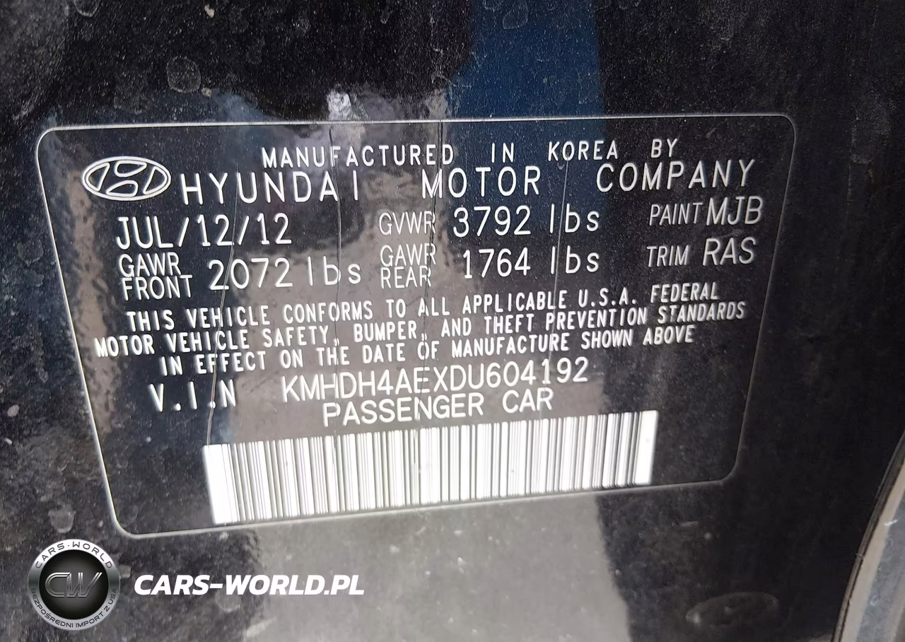 2013 Hyundai Elantra Gls VIN:KMHDH4AEXDU604192 - 9