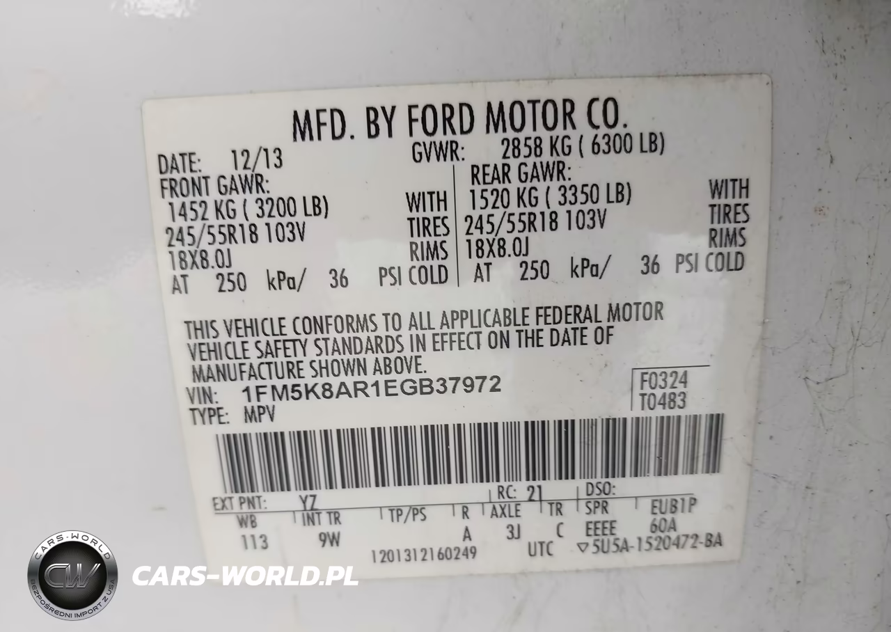2014 Ford Utility Police Interceptor VIN:1FM5K8AR1EGB37972 - 9