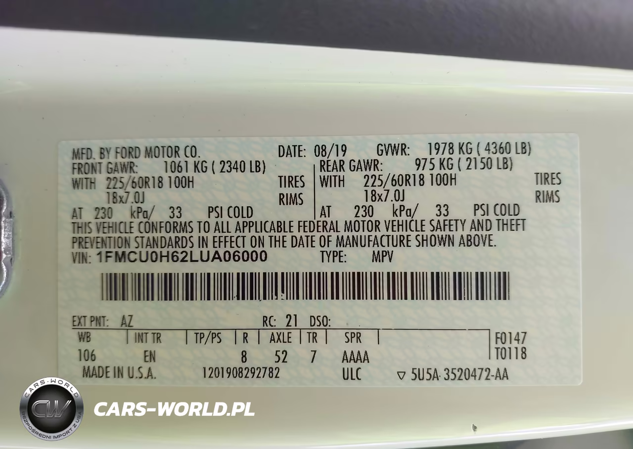 2020 Ford Escape Sel VIN:1FMCU0H62LUA06000 - 9
