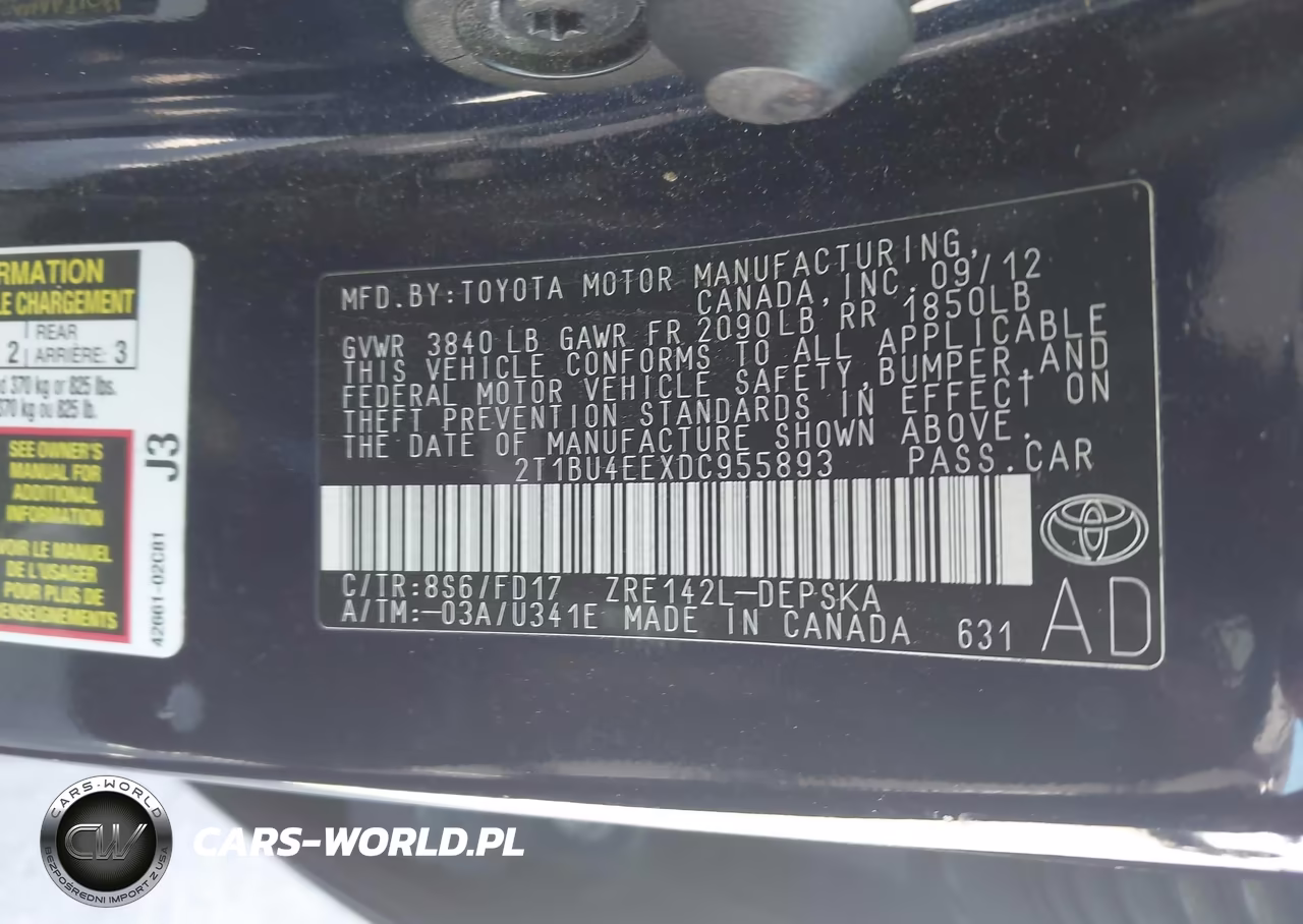 2013 Toyota Corolla S VIN:2T1BU4EEXDC955893 - 9