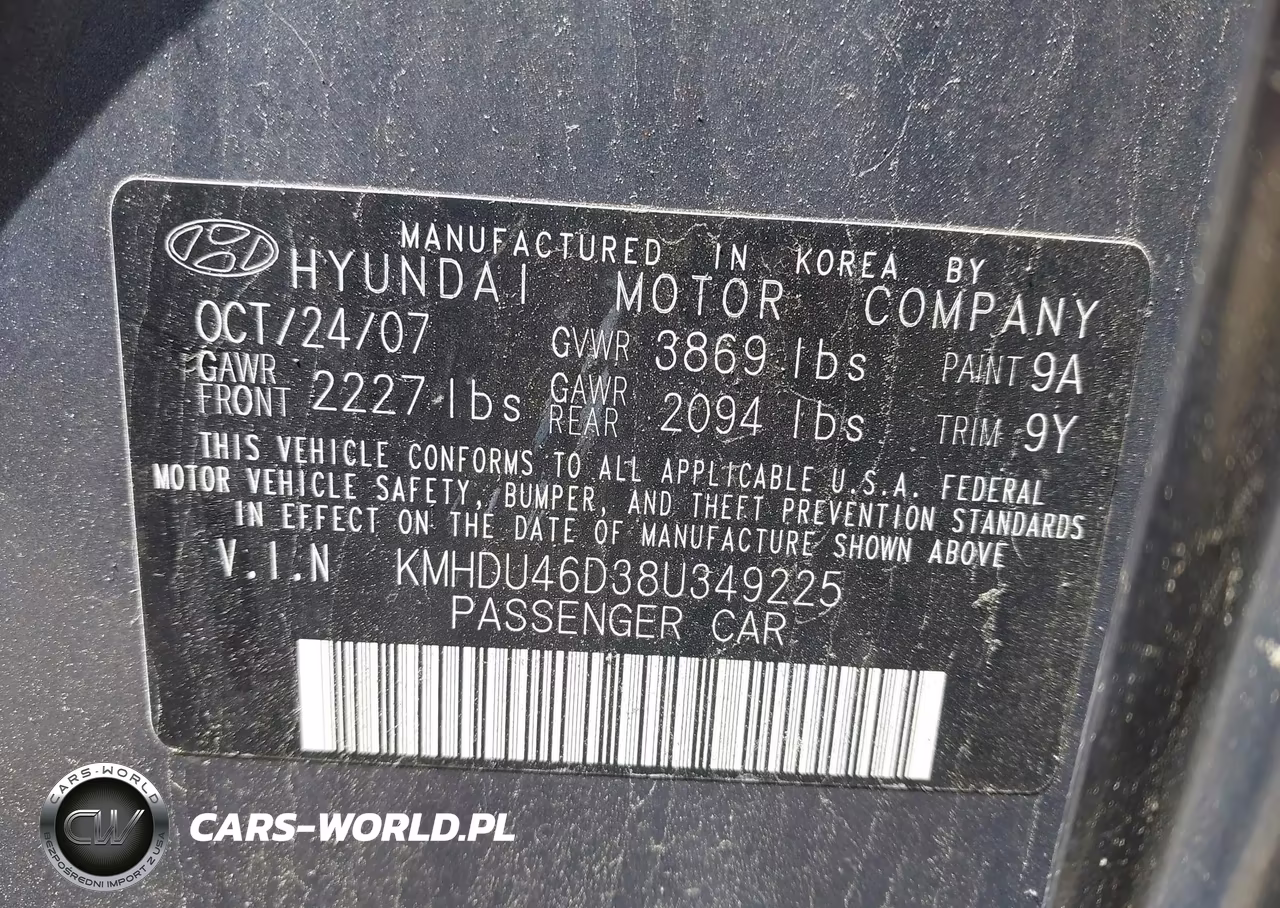2008 Hyundai Elantra Gls-Se VIN:KMHDU46D38U349225 - 9