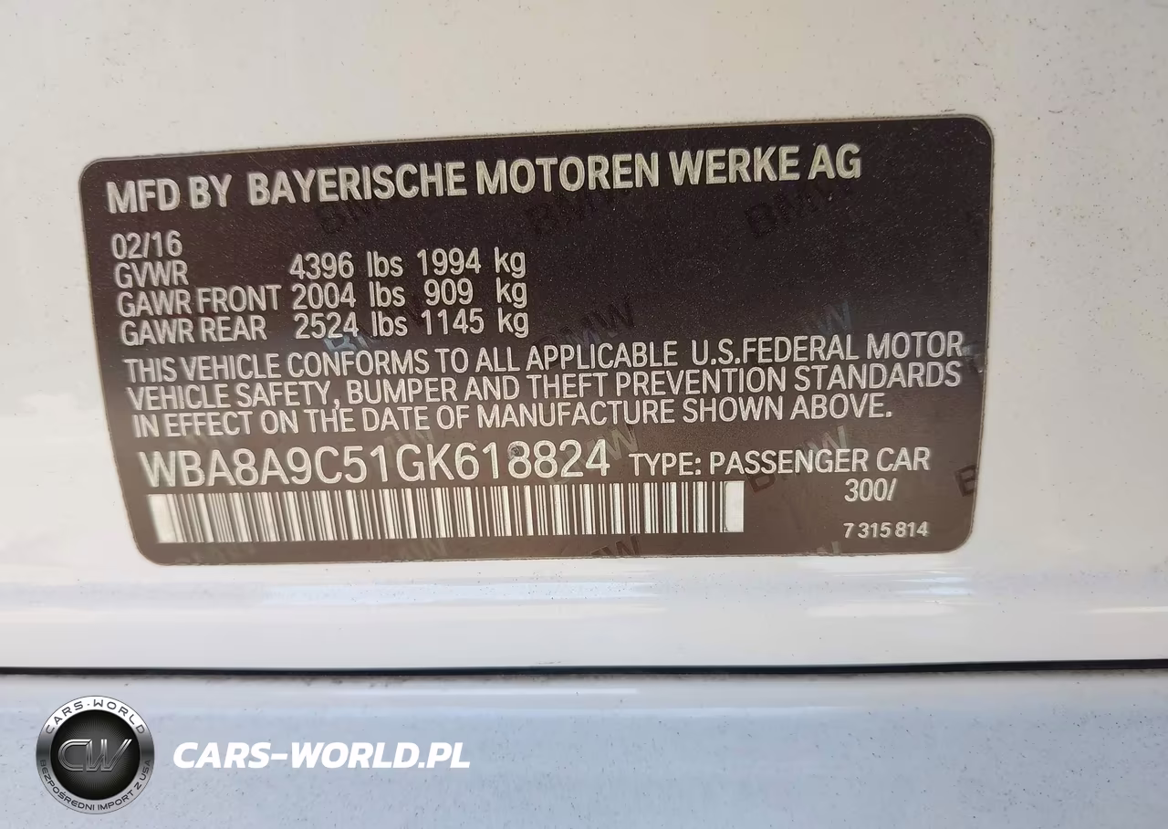 2016 BMW 320I VIN:WBA8A9C51GK618824 - 9