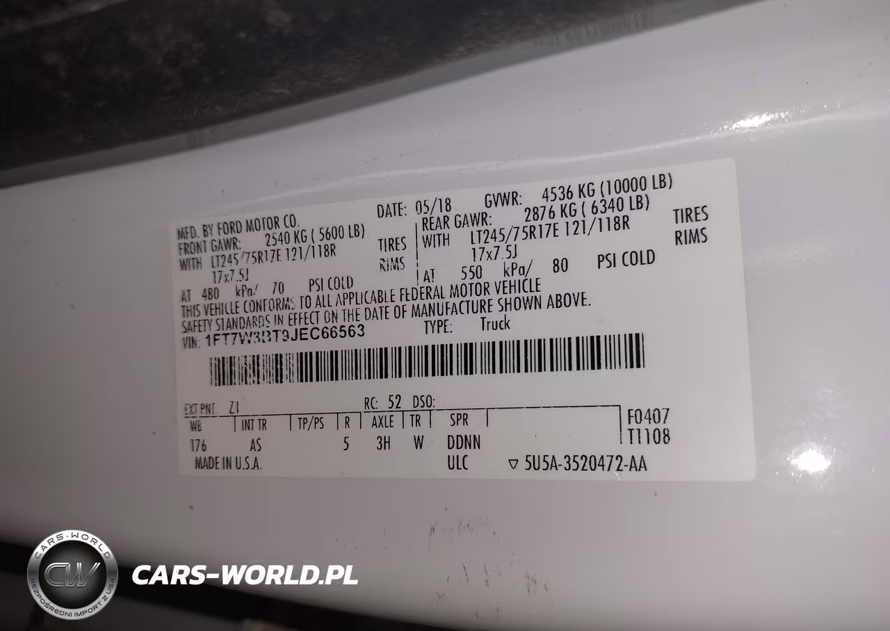 2018 Ford F-350 Xl VIN:1FT7W3BT9JEC66563 - 9