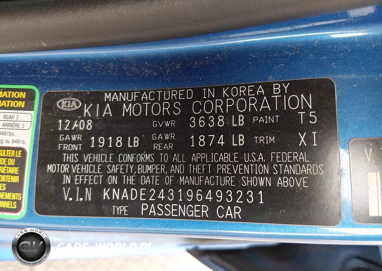 2009 Kia Rio5 Lx VIN:KNADE243196493231 - 9