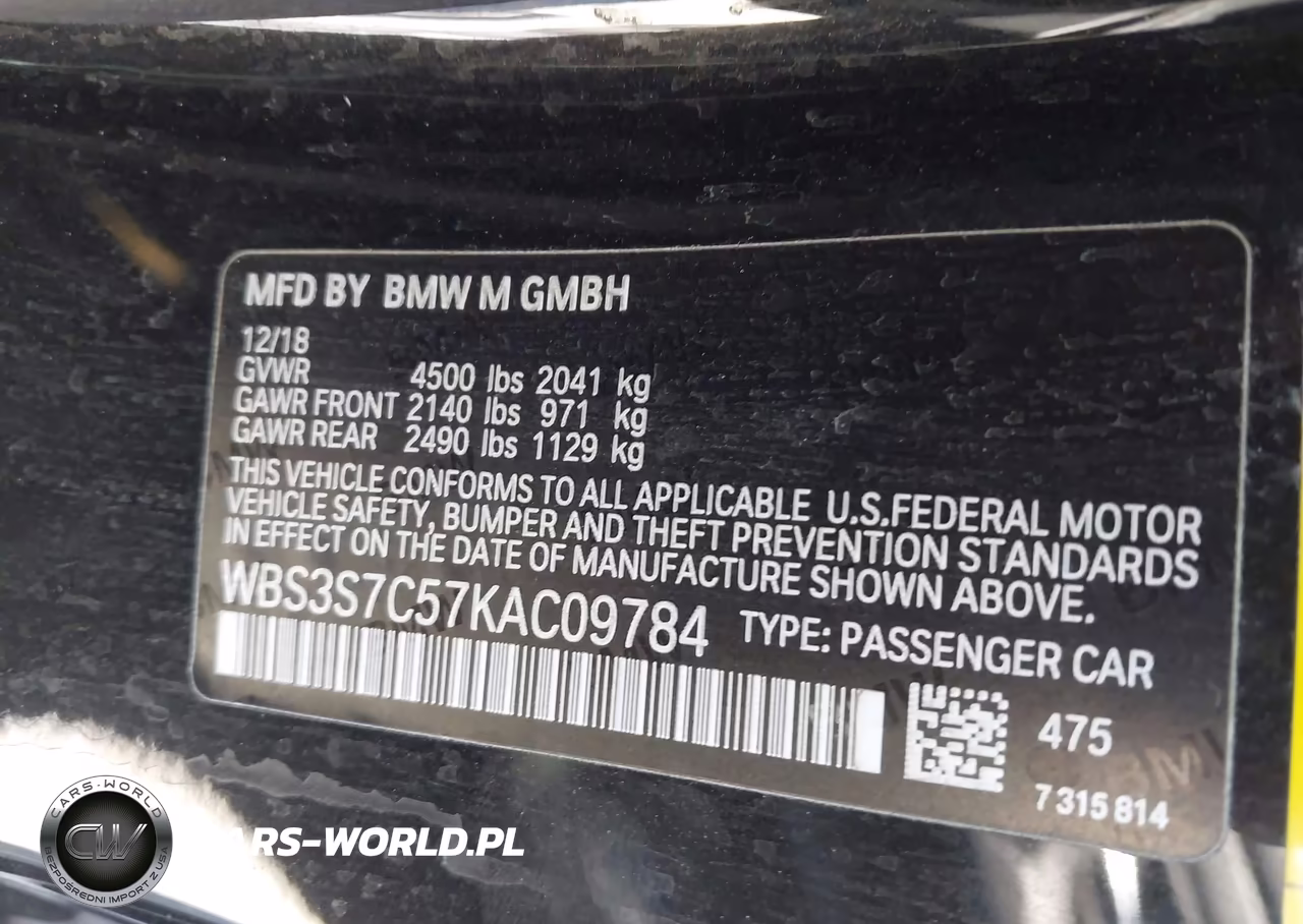 2019 BMW M4 Cs VIN:WBS3S7C57KAC09784 - 9