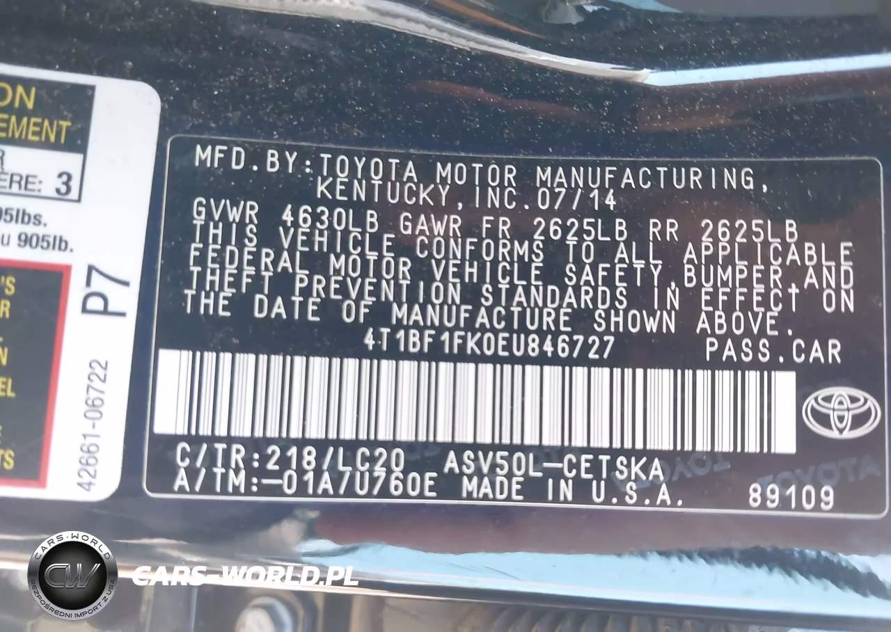 2014 Toyota Camry Se VIN:4T1BF1FK0EU846727 - 9