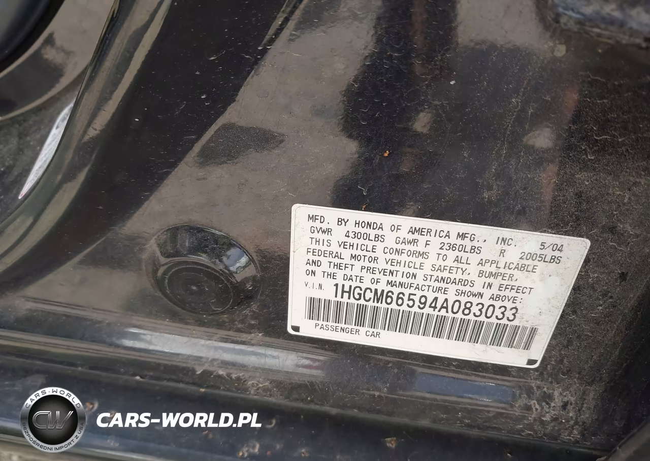 2004 Honda Accord 3.0 Ex VIN:1HGCM66594A083033 - 9