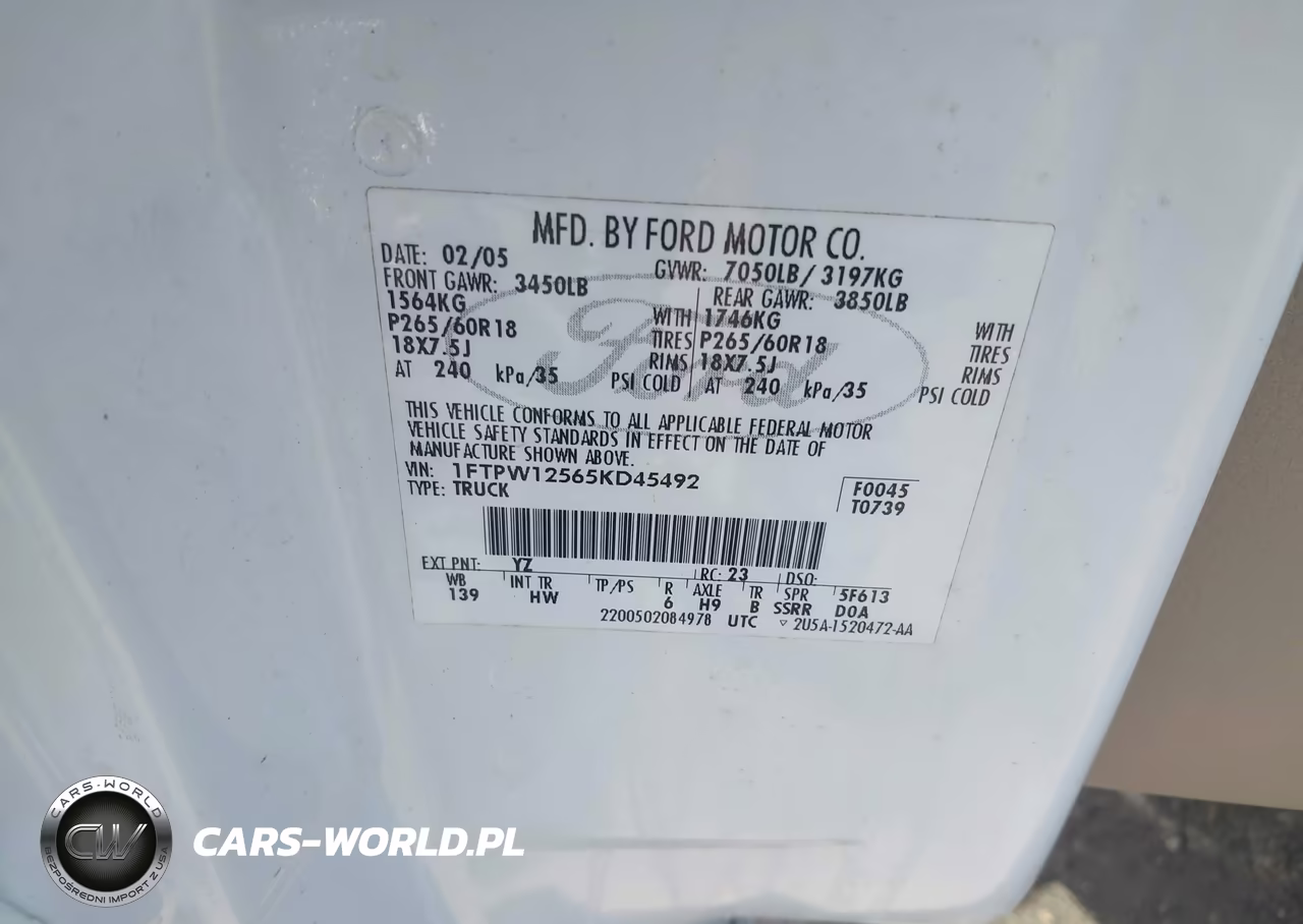 2005 Ford F-150 Lariat-Xlt VIN:1FTPW12565KD45492 - 9